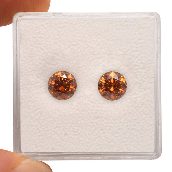 1.41 Carat Fancy Deep Yellowish Orange Round Brilliant Diamonds SI2