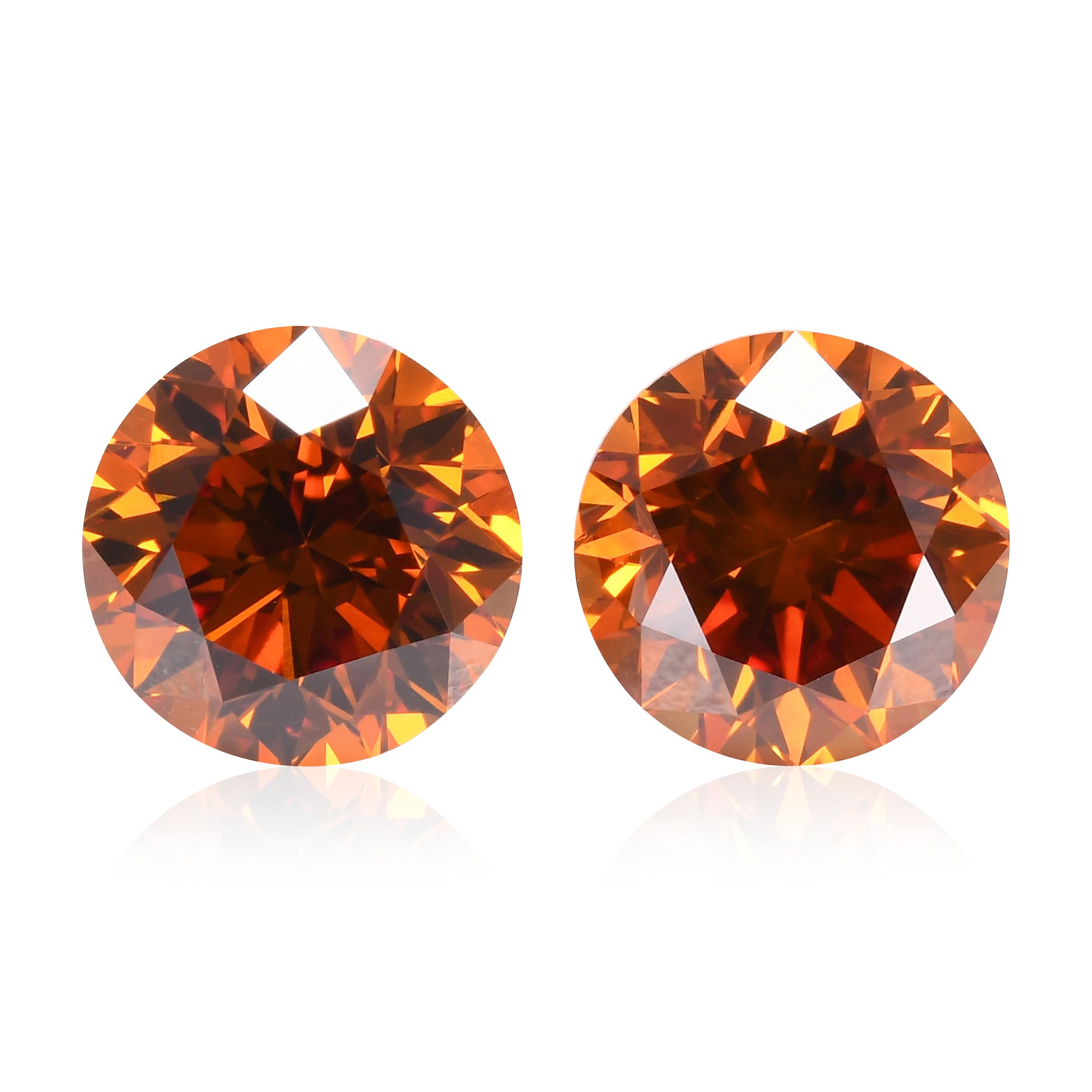 1.41 Carat Fancy Deep Yellowish Orange Round Brilliant Diamonds