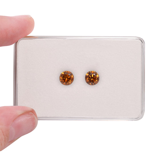 2.01 Carat Fancy Deep Yellowish Orange Round Brilliant Diamonds (I1)
