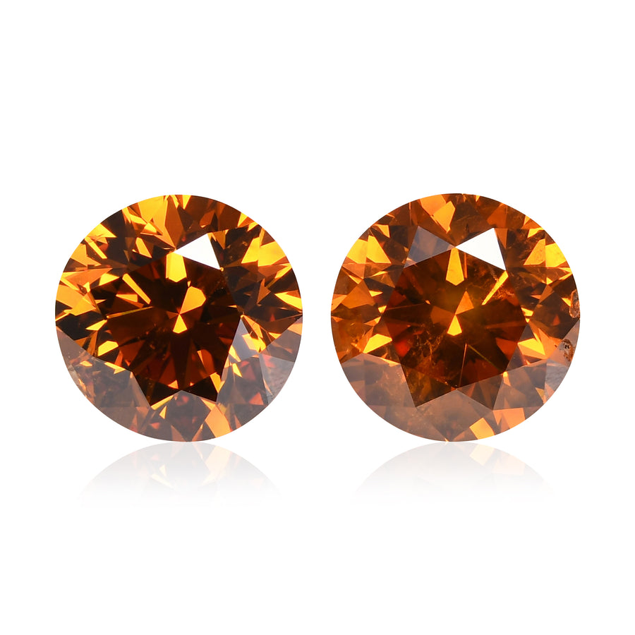 2.01 Carat Fancy Deep Yellowish Orange Round Brilliant Diamonds (I1)