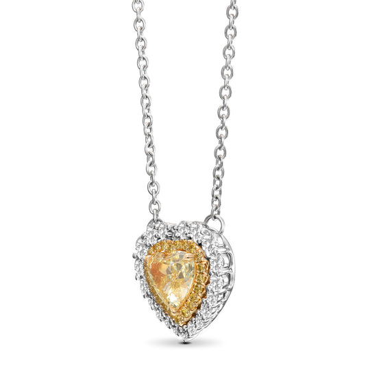 Fancy Yellow Heart Double Halo Diamond Pendant