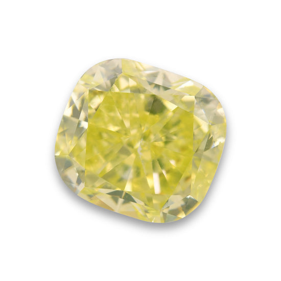 1.72 Carat Fancy Intense Greenish Yellow Cushion Diamond VS2 GIA