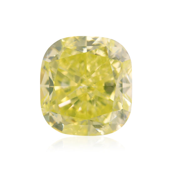 1.72 Carat Fancy Intense Greenish Yellow Cushion Diamond VS2 GIA