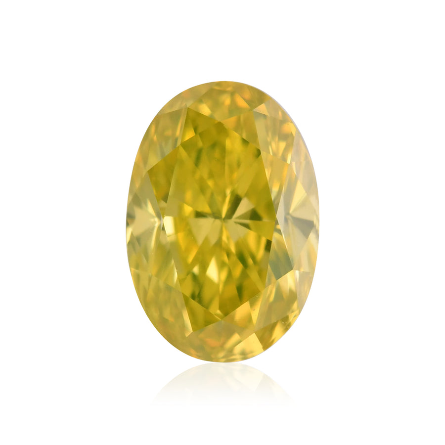 0.58 Carat Fancy Vivid Greenish Yellow Oval Diamond VS1 GIA