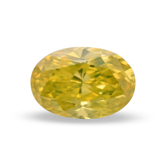 0.58 Carat Fancy Vivid Greenish Yellow Oval Diamond VS1 GIA