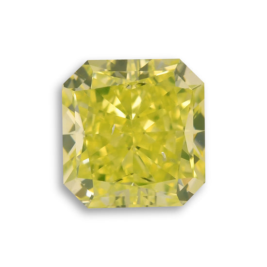 1.45 Carat Fancy Vivid Green Yellow Radiant Diamond SI2 GIA