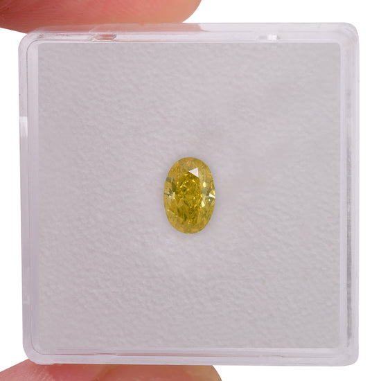 0.72 Carat Fancy Vivid Greenish Yellow Oval Diamond VVS1 GIA