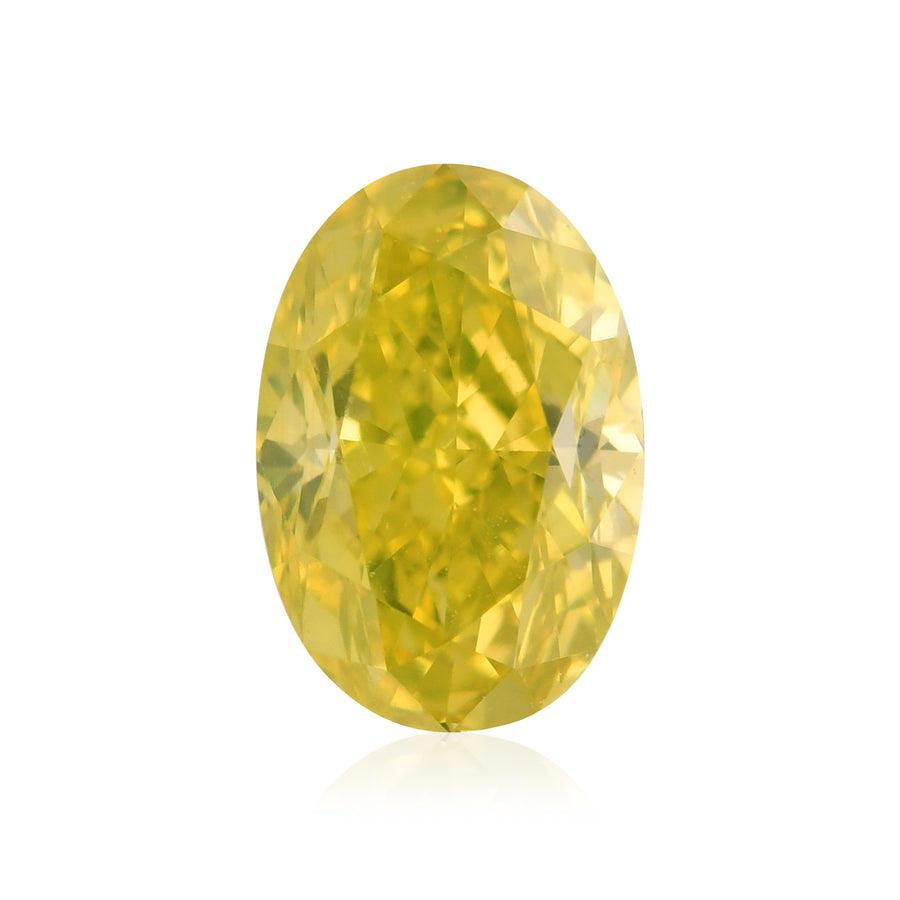 0.72 Carat Fancy Vivid Greenish Yellow Oval Diamond VVS1 GIA