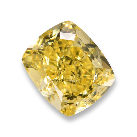 0.55 Carat Fancy Intense Yellow Cushion Diamond VS1 GIA