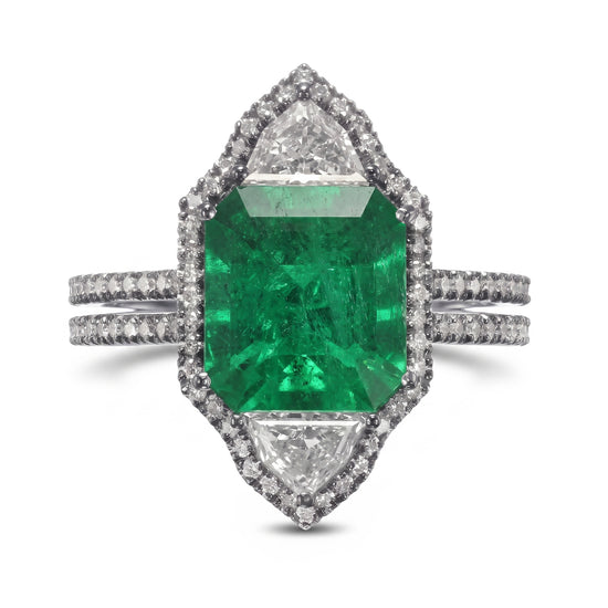 Muzo Emerald and Diamond Couture Ring