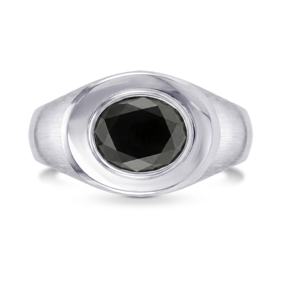 Fancy Black Oval Diamond Men's Ring