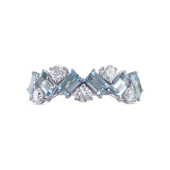 Aquamarine and Diamond Band Ring