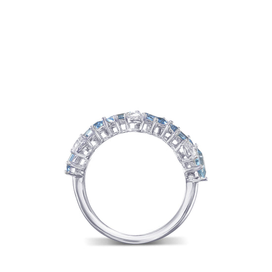Aquamarine and Diamond Band Ring