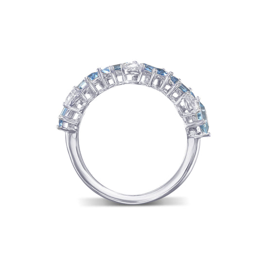 Aquamarine and Diamond Band Ring