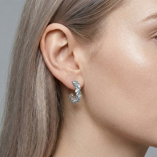 Aquamarine and Diamond Hoop Earrings