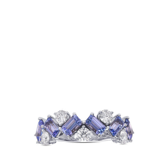 Tanzanite and Diamond Band Ring
