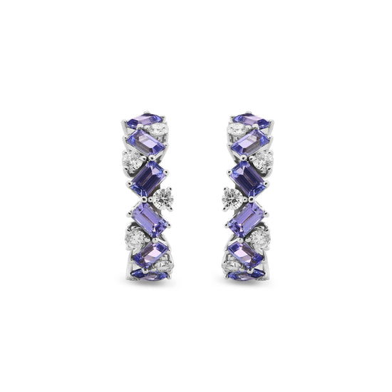 Orecchini a cerchio con tanzanite e diamanti
