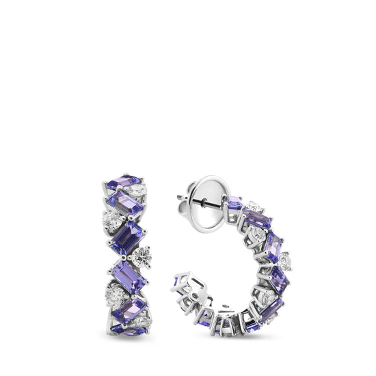 Tanzanite and Diamond Hoop Earrings