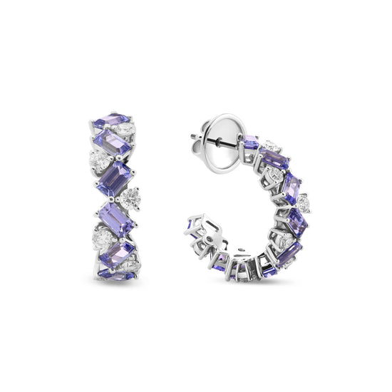 Tanzanite and Diamond Hoop Earrings