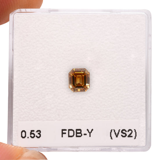0.53 Carat Fancy Deep Brownish Yellow Emerald Diamond (VS2) GIA