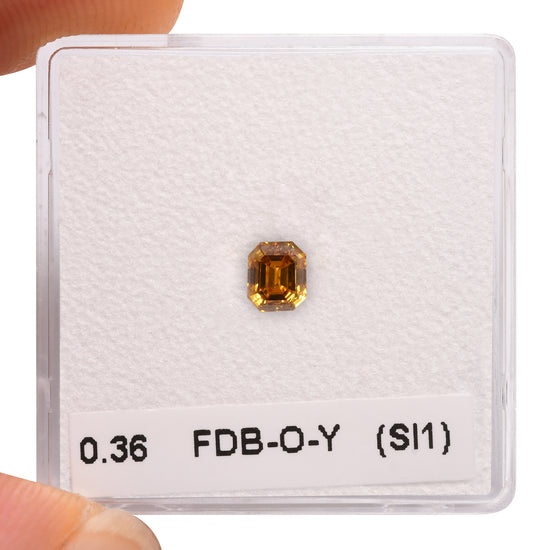 0.36 Carat Fancy Deep Brownish Orangy Yellow Emerald Diamond (SI1) GIA