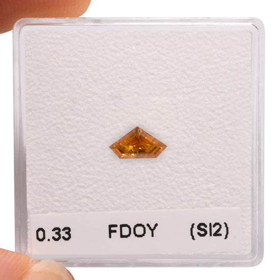 0.33 Carat Fancy Deep Orange Yellow Shield-Cut Diamond (SI2) GIA