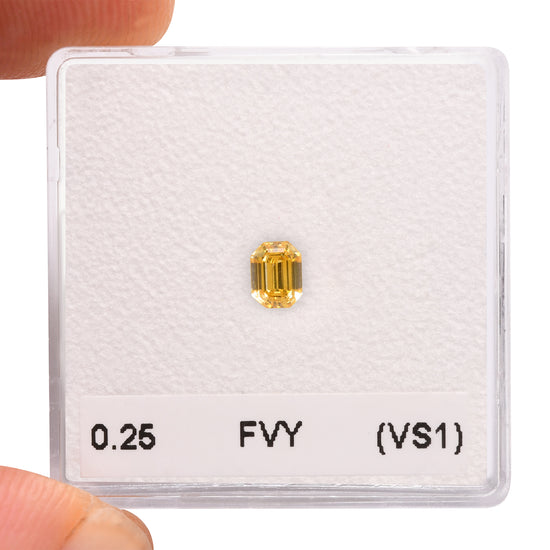 0.25 Carat Fancy Vivid Yellow Emerald Diamond (VS1) GIA