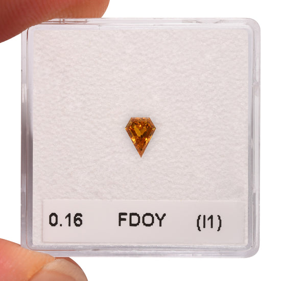 0.16 Carat Fancy Deep Orange Yellow Shield Diamond (I1) GIA