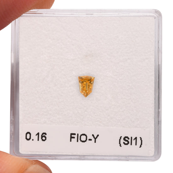0.16 Carat Fancy Intense Orangy Yellow Shield-Cut Diamond (SI1) GIA