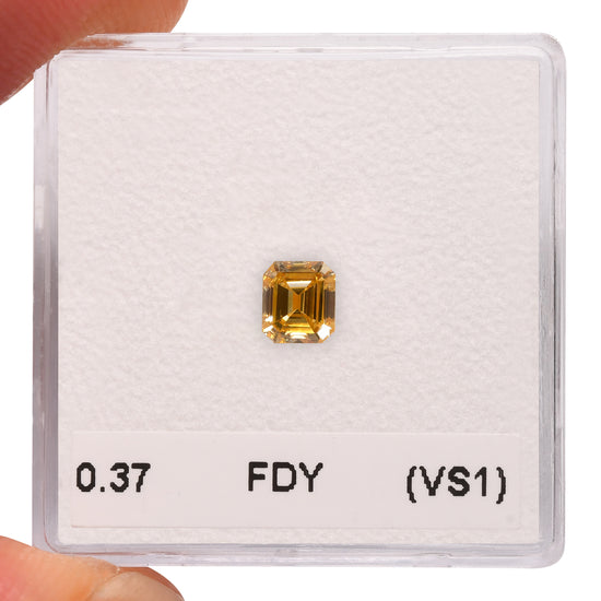 0.37 Carat Fancy Deep Yellow Emerald Diamond (VS1) GIA
