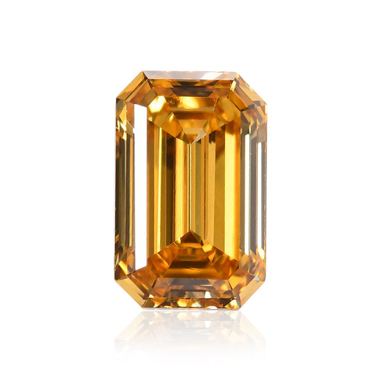 ألماسة زمردية بوزن 0.33 قيراط، لون Fancy Deep Brownish Orangy Yellow، بدرجة نقاء VS2، GIA