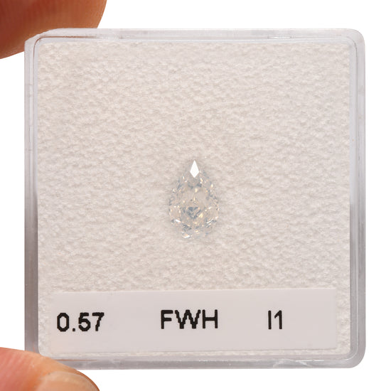 0.57 Carat Fancy White Pear Diamond I1 GIA