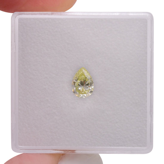 0.47 Carat Light Green Yellow Pear Diamond VS2 GIA