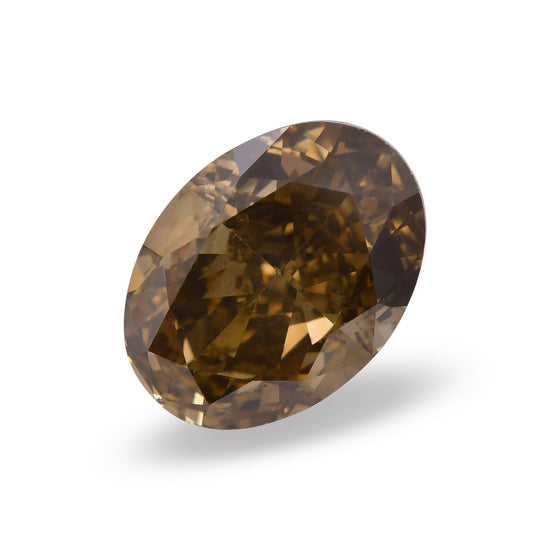 Diamante ovale da 2.52 carati Fancy Dark Brown Greenish Yellow VS2 GIA