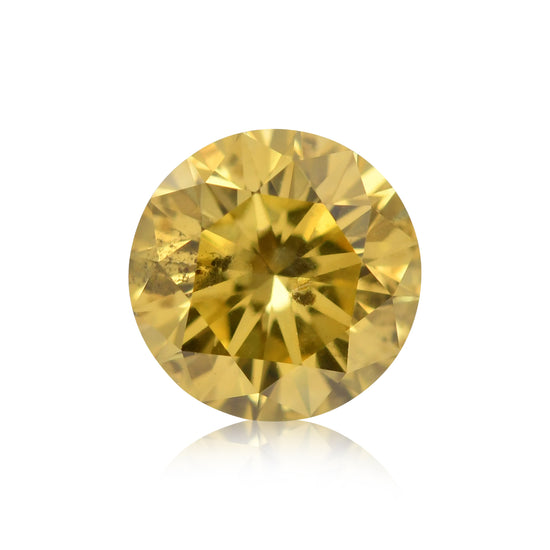 Diamante rotondo taglio brillante fantasia giallo intenso da 0,36 carati (I1) GIA