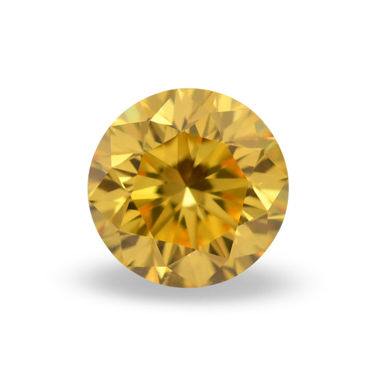 0.25 Carat Fancy Vivid Orangy Yellow Round Brilliant Diamond VVS2 GIA
