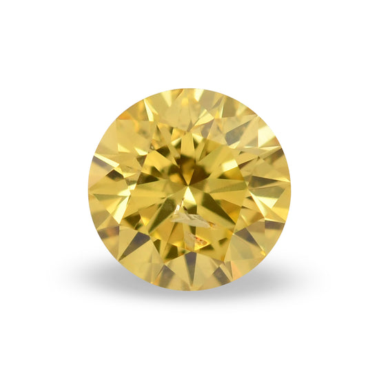 0.11 Carat Fancy Intense Yellow Round Brilliant Diamond (I1) GIA