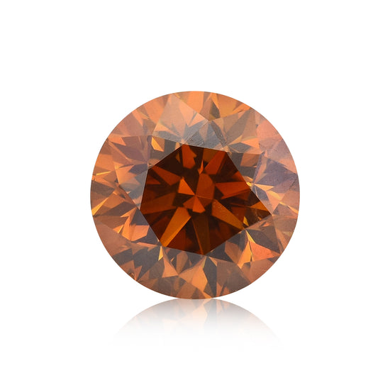 Diamante Rotondo a Taglio Brillante Fantasia Giallo Arancio Brunastro Scuro da 1,00 Carato SI2 GIA