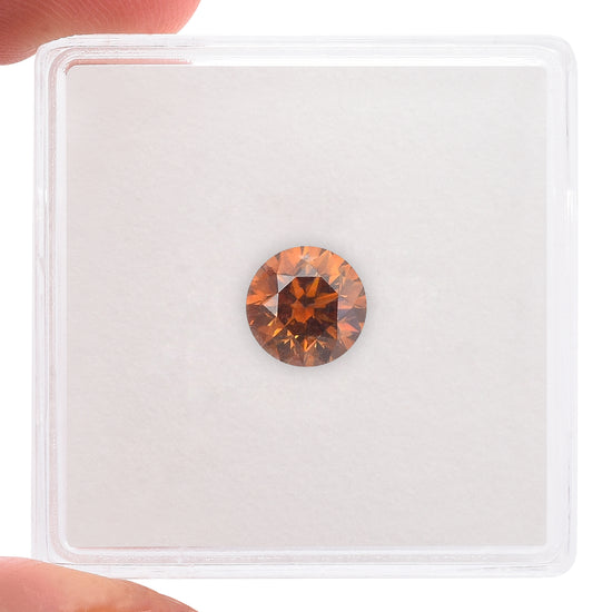 1.00 Carat Fancy Deep Brownish Yellowish Orange Round Brilliant Diamond SI2 GIA