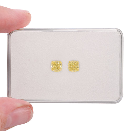 2.17 Carat Fancy Light Yellow Cushion Diamonds VVS1