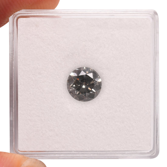 1.04 Carat Fancy Dark Gray Round Brilliant Diamond (I1) GIA