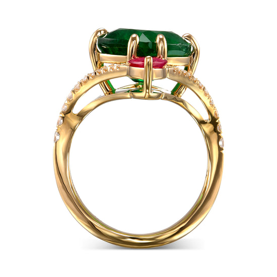 Emerald and Ruby Two-stone Ring
