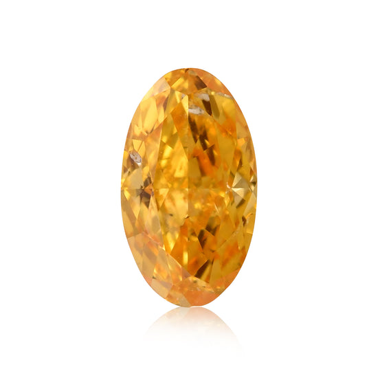 Diamante Ovale GIA I1, Giallo-Arancio Intenso Fantasia, 0,33 Carati