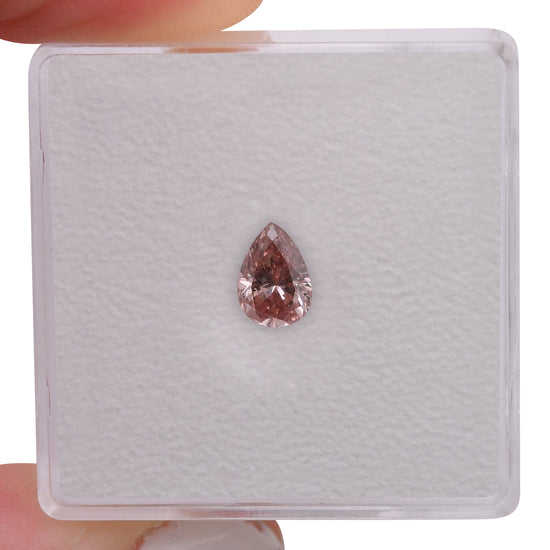 0.53 Carat Fancy Orangy Pink Pear Diamond SI2 GIA