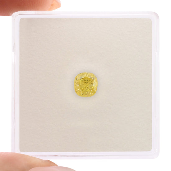 0.50 Carat Fancy Intense Yellow Cushion Diamond VS1 GIA