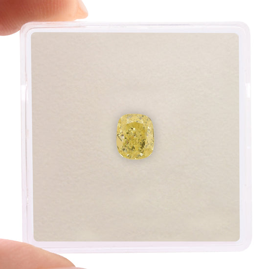 0.62 Carat Fancy Intense Yellow Cushion Diamond VS1 GIA