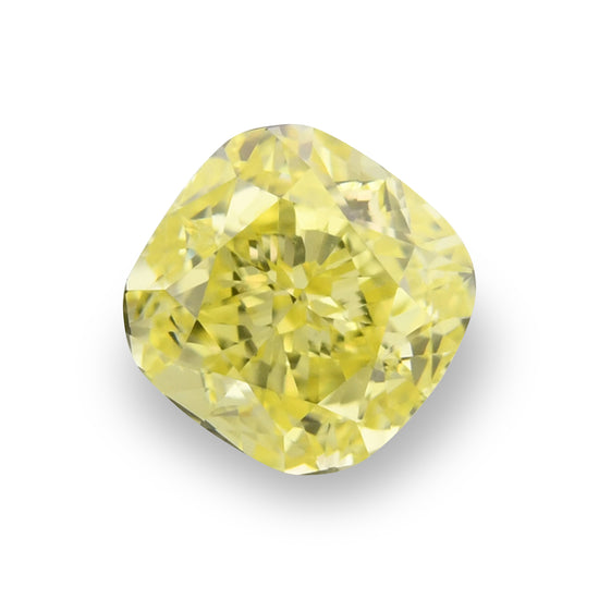 0.64 Carat Fancy Intense Yellow Cushion Diamond VVS1 GIA