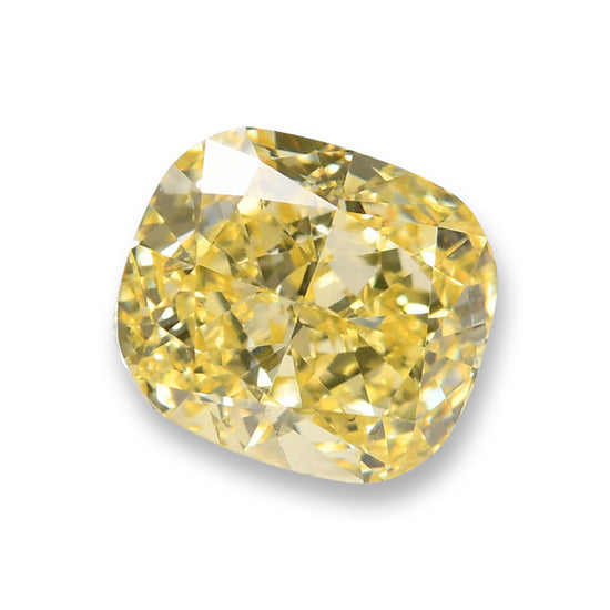 0.73 Carat Fancy Intense Yellow Cushion Diamond VS1 GIA
