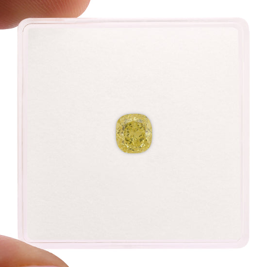 0.53 Carat Fancy Intense Yellow Cushion Diamond VS1 GIA