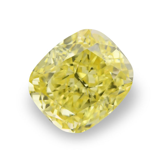 0.68 Carat Fancy Intense Yellow Cushion Diamond VVS2 GIA